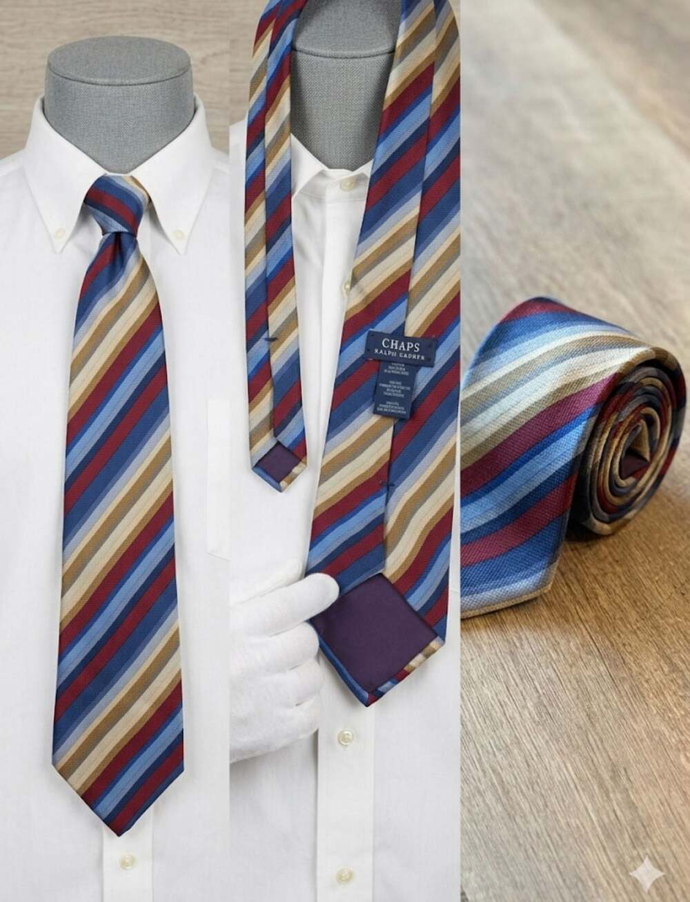 Chaps Ralph Lauren Men's Striped 100% Silk Necktie